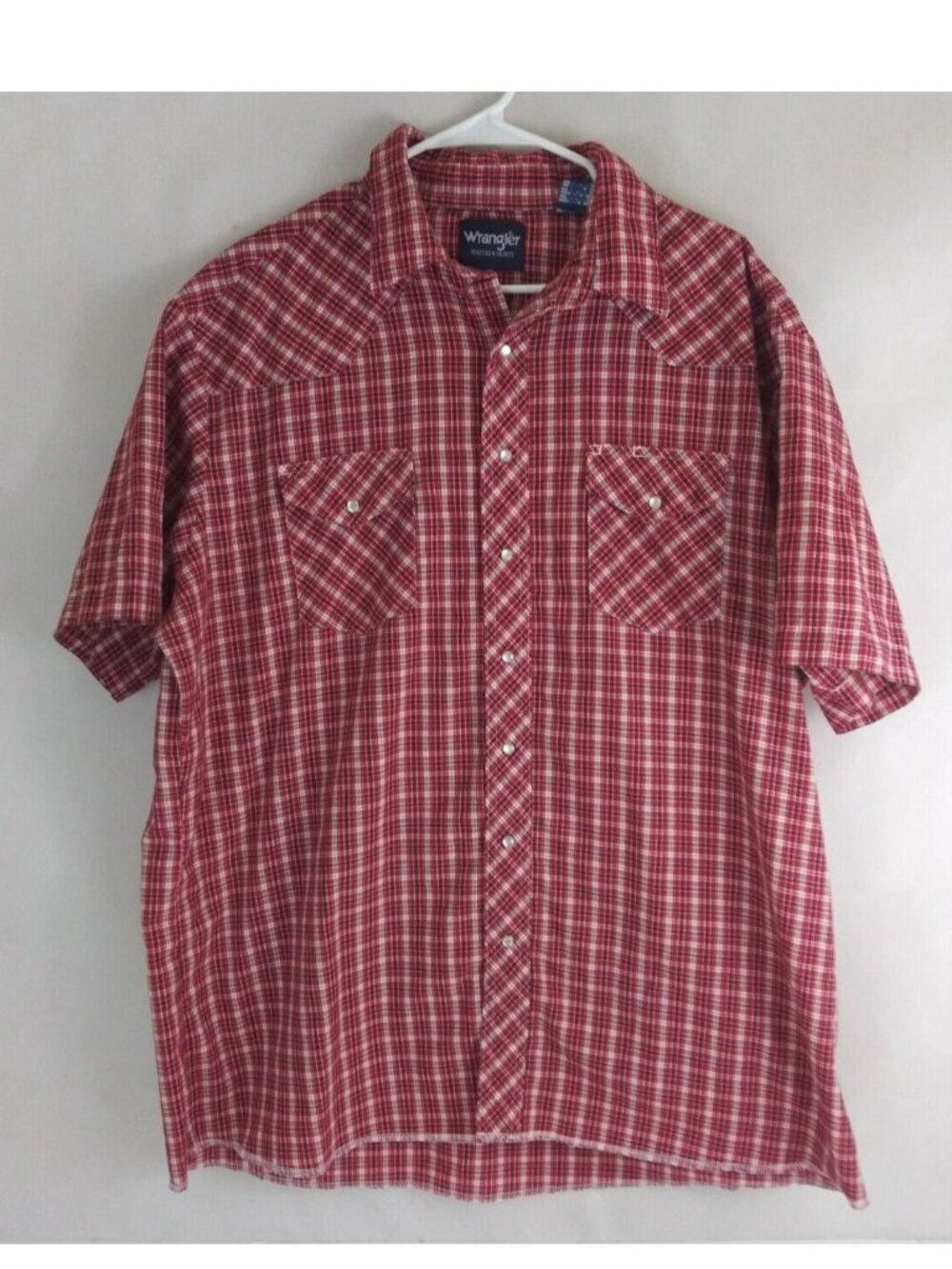 Vintage Wrangler Western Shirts Men's Red Pearl Snap Shirt Size 2XT